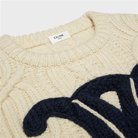 TRIOMPHE CREW NECK SWEATER IN ARAN WOOL 